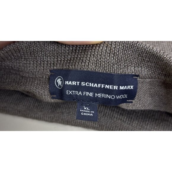 Hart Schaffner Marx Sz XL Extra Fine Merino Wool Brown V-Neck Pullover EUC - Picture 6 of 6